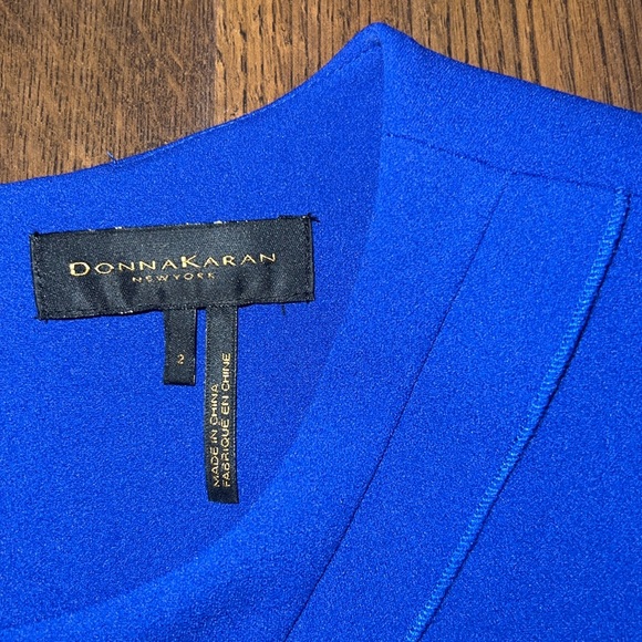 Donna Karan New York Asymmetrical Ruffle Flared Dress in Sapphire Blue Size 2 - Picture 3 of 4